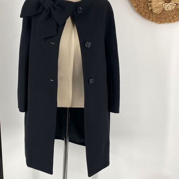 Kate Spade Dorothy Bow‎ Peacoat Dressy Overcoat Heavyweight Black Size 4 - Picture 6 of 15